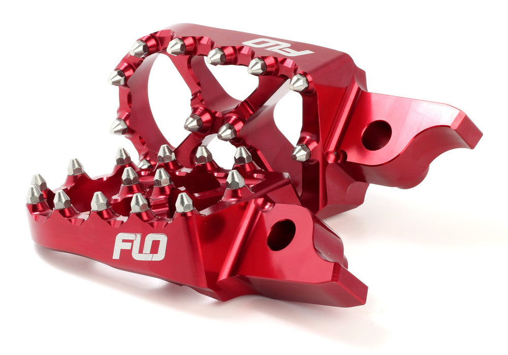 Flo Motorsports Pro Series Foot Pegs Red 2006-23 KX250F/KX450F, 2004-23 CRF250R/CRF450R/CRF150R