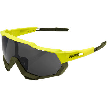 100% Speedtrap Sunglasses - Yellow - Black Mirror Lens