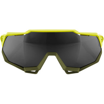 100% Speedtrap Sunglasses - Yellow - Black Mirror Lens