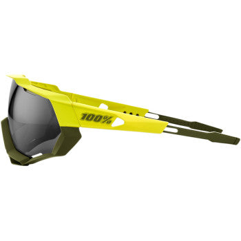 100% Speedtrap Sunglasses - Yellow - Black Mirror Lens