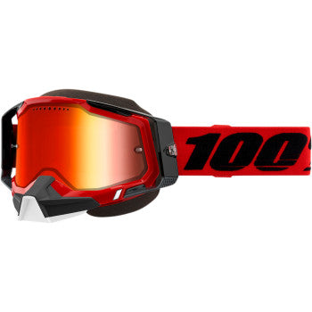 100% Racecraft 2 Snow Goggles, Red - Red Mirror