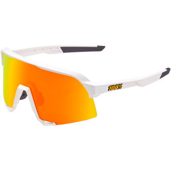 100% S3 Performance Sunglasses, White - Red Mirror