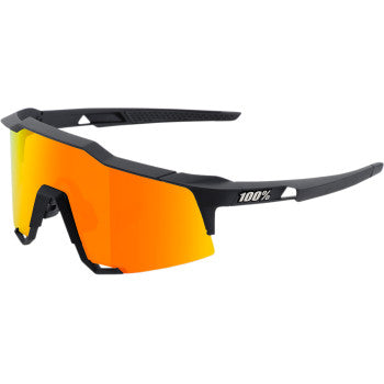 100% Speedcraft Performance Sunglasses, Black - Red Mirror