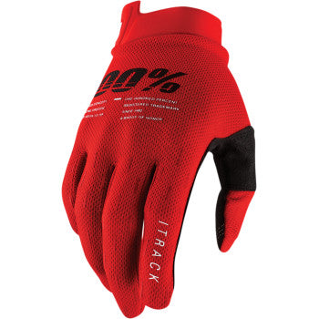 100% iTrack Gloves, Red Small