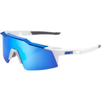 100% Speedcraft SL Performance Sunglasses, White - Blue Mirror