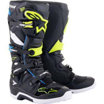 Alpinestars Tech 7 Boots, Black/Blue/Yellow Fluorescent