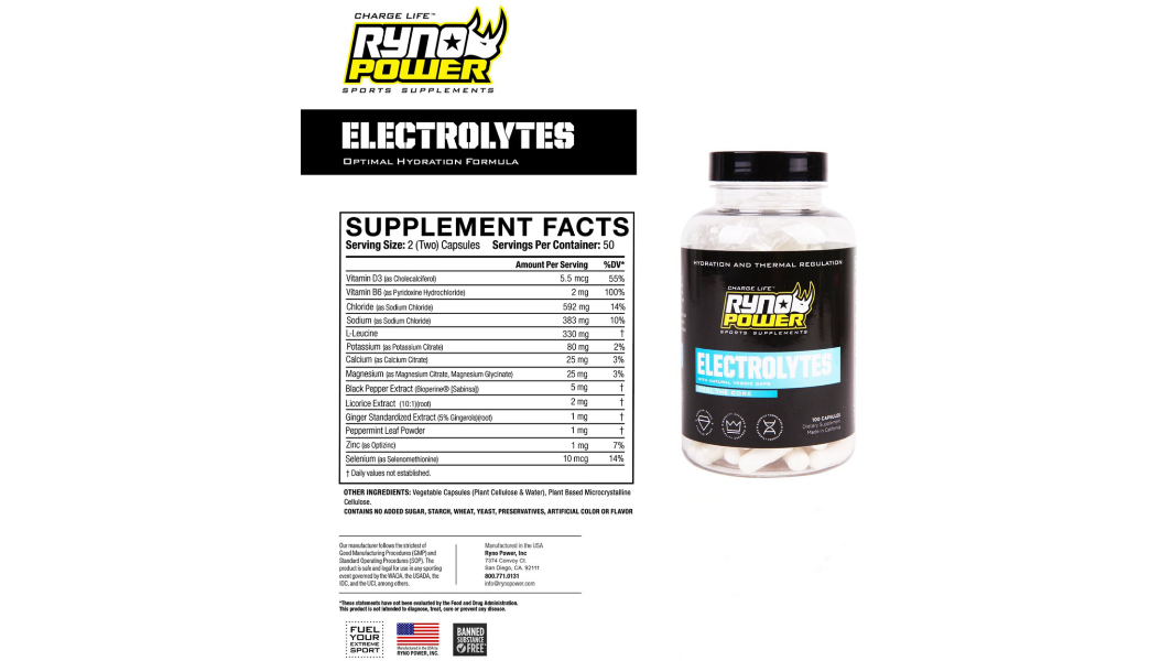 Ryno Power Electrolyte Capsules - 100 ct. Bottle